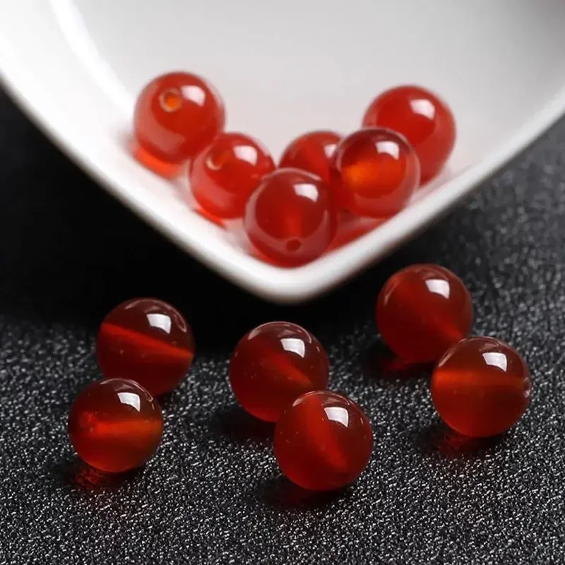 5A Natural Red Black Agate Loose Beads DIY Semi-Finished Products