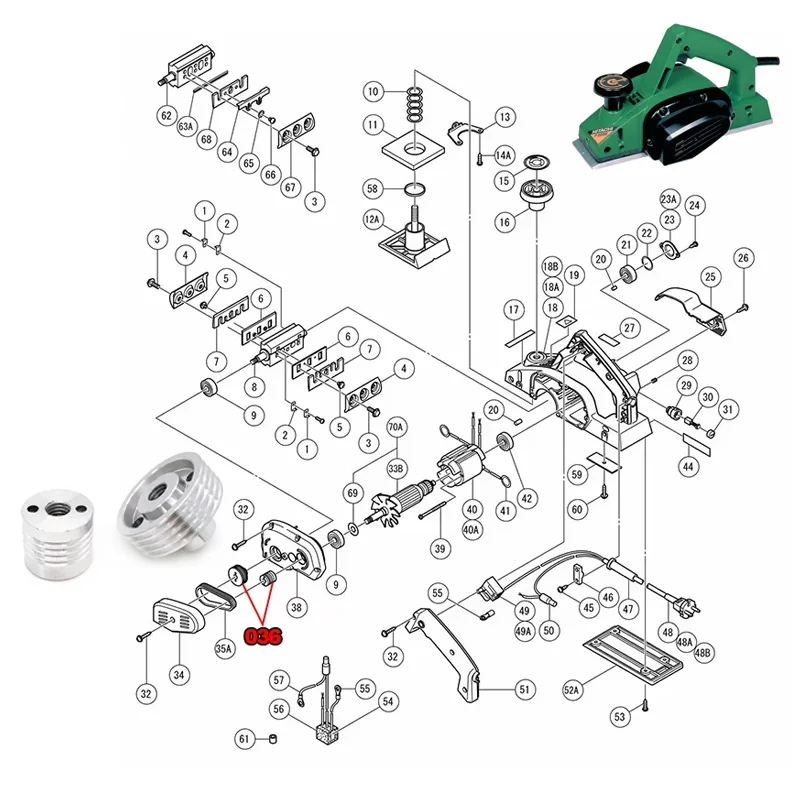 Pulley Set Replace For Hitachi F20A F-20A P20SBK P20SB P20SE Electric Planer Spare Parts Power Tool Accessories