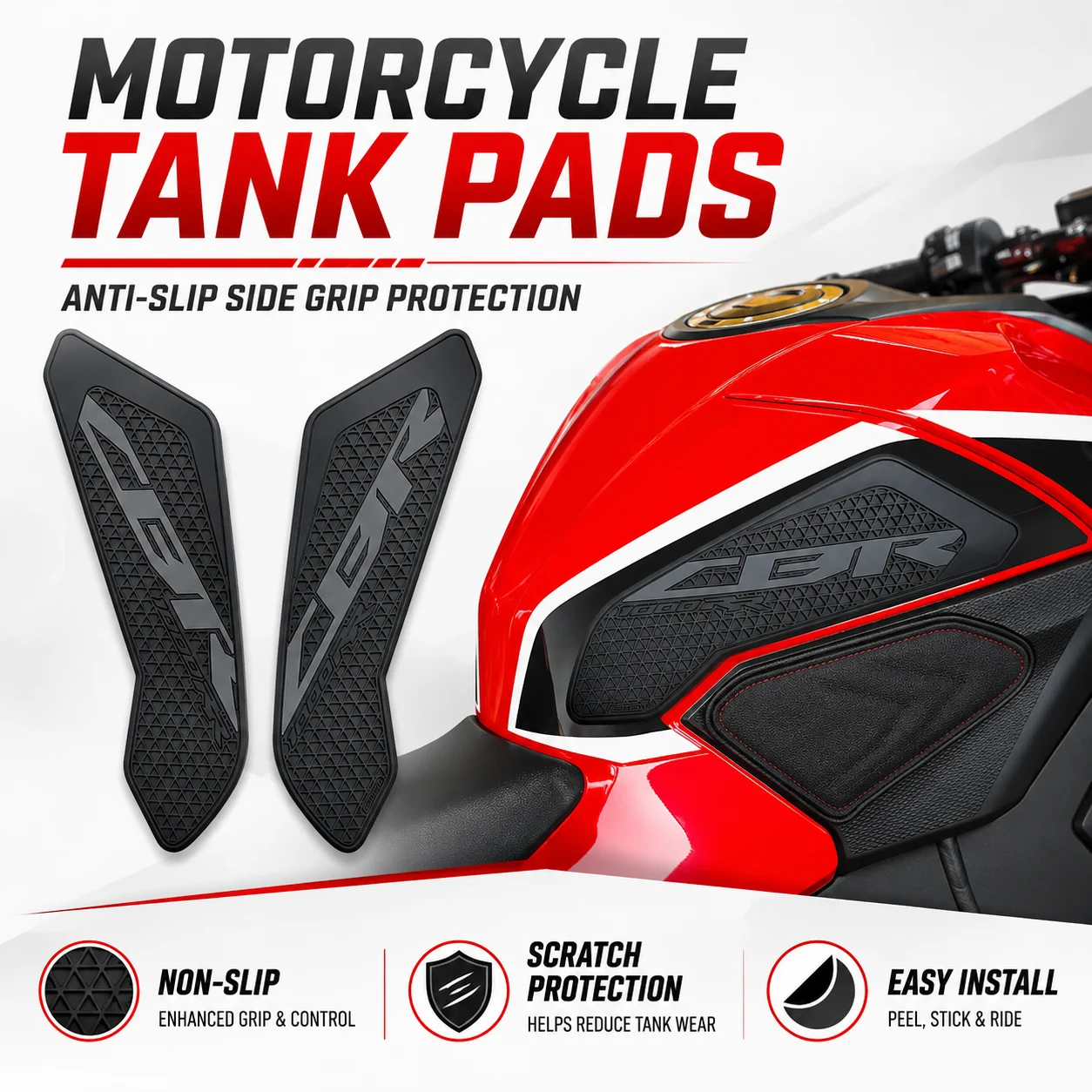 

For Honda CBR 1000RR 2017-2019 motorcycle modification fuel tank pad anti slip and scratch resistant riding silicone sticker