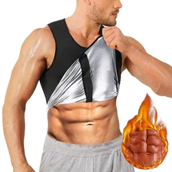 Men Gym Sportswear Sweating Vest Weight Loss Fat Burner Fitness Sauna Sweat Tank Top Zipper Body Shaper Workout Shapewear Tops