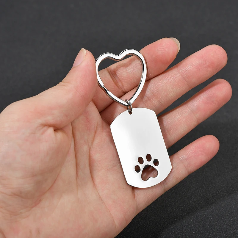 Treebud Personalizado Gravado Foto Pet Chaveiros Aço Inoxidável Gravado a Laser Nome Data Imagem Tag Keyrings Melhor Amigo Jóias