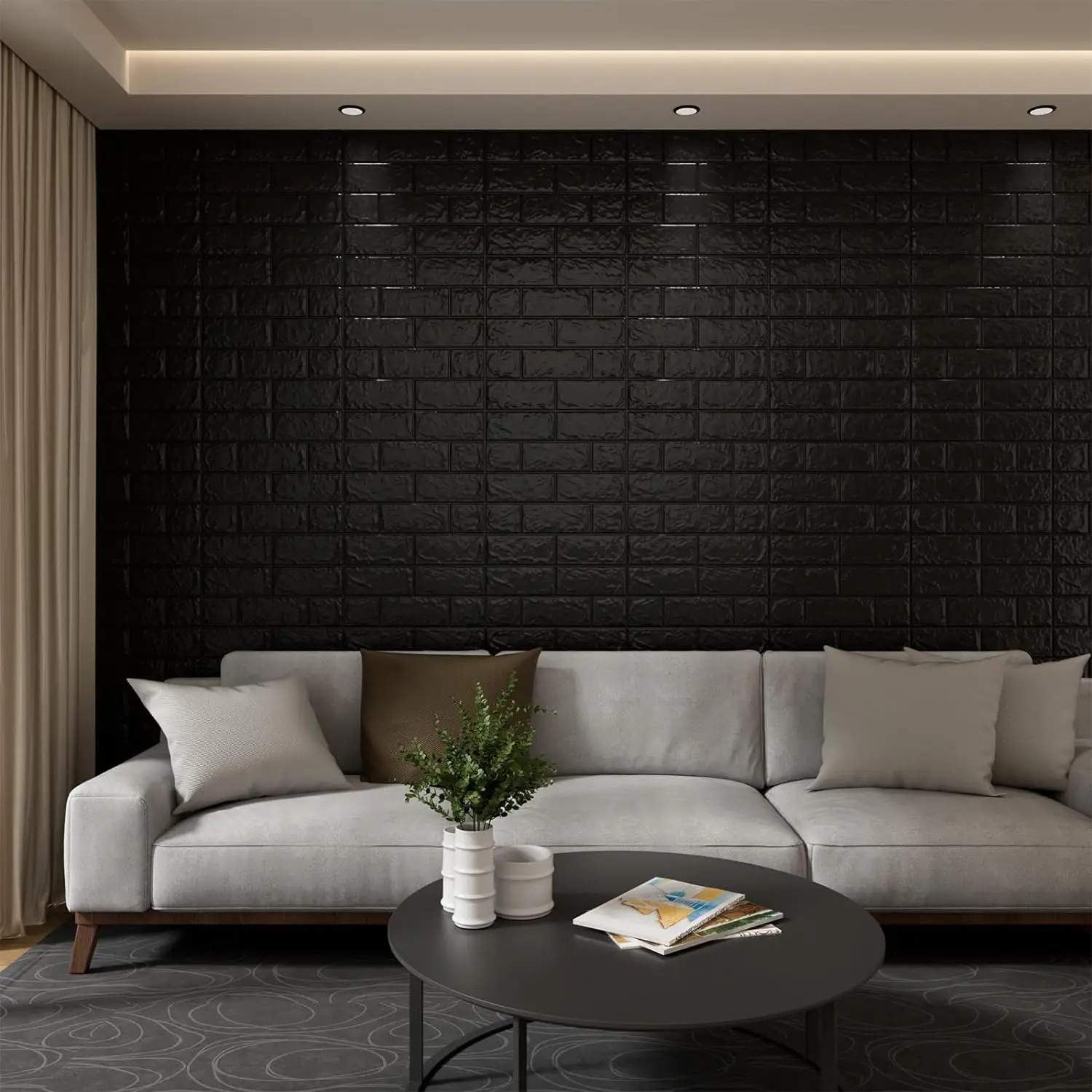 3D Wall Panels Peel and Stick，29 Sq Ft XPE Foam Stone 3D Wallpaper, Textured Faux Brick Wall Panels Black, 20PCS