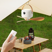 Mini Ceiling Fan Portable Outdoor Camping Tent Fan 7200mAh USB Rechargeable Electric Ceiling Fan with Remote Control LED Light