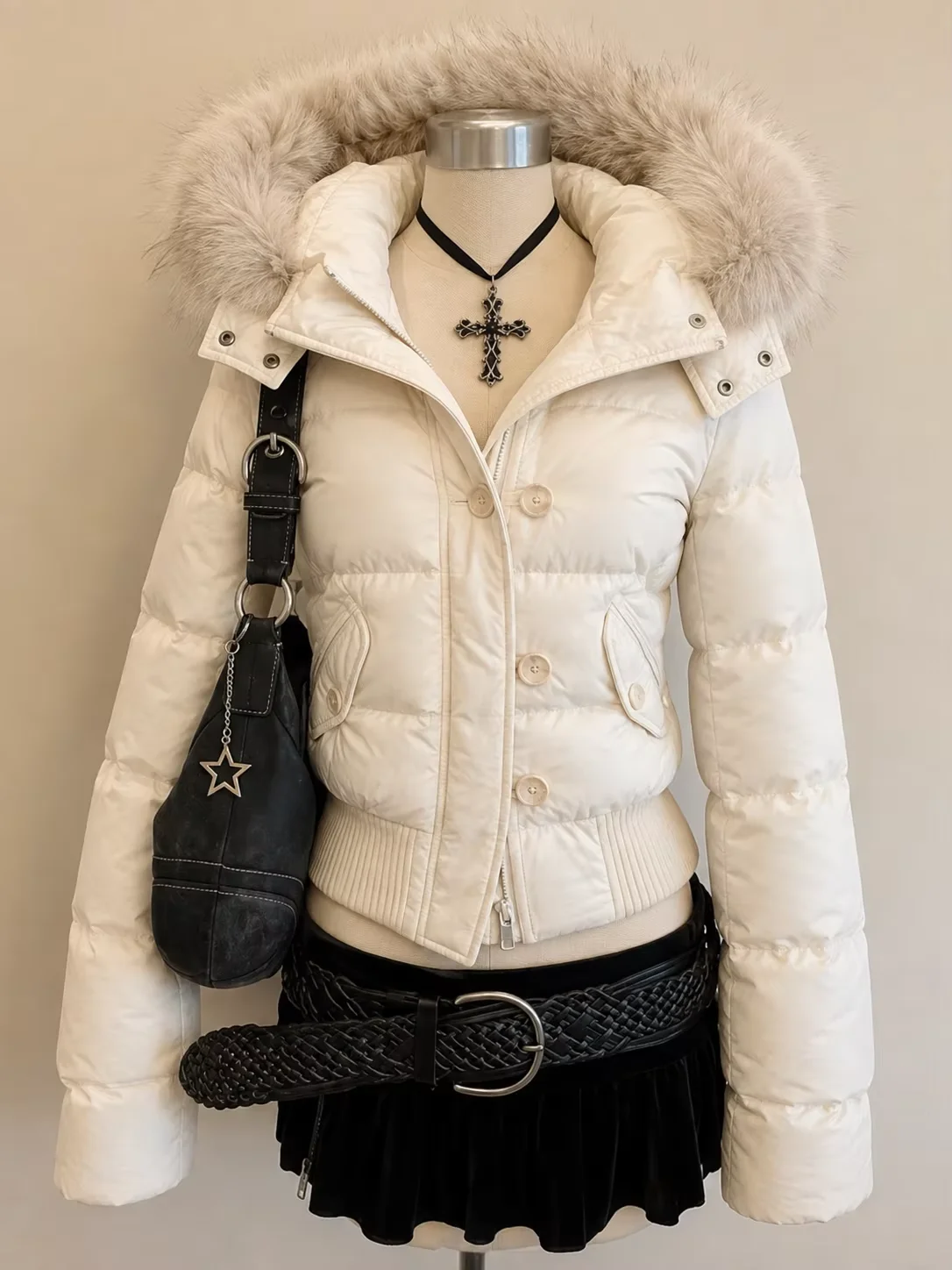 2026 Herbst Damen Y2k Grunge Amerikanischer Retro Punk Kunstpelz Kapuzenmantel Schwarzer Überzieher mit Reißverschluss Safari Stehkragen Streetjacke