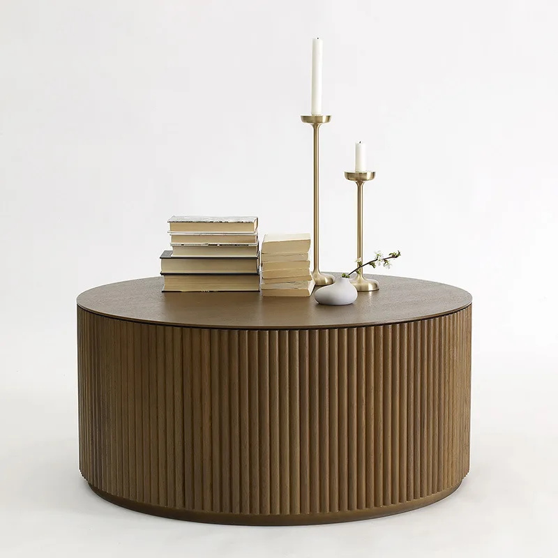 

Nordic round solid wood coffee table light luxury modern small apartment coffee table living room household simple small table s