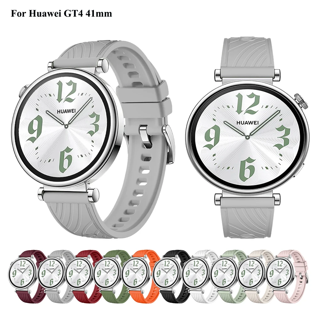 Cinturini da 18mm per Huawei Gt4 41mm Unisex per il tempo libero cinturino in gomma a strisce policromo leggero adatto per Huawei Gt4 41mm 18mm