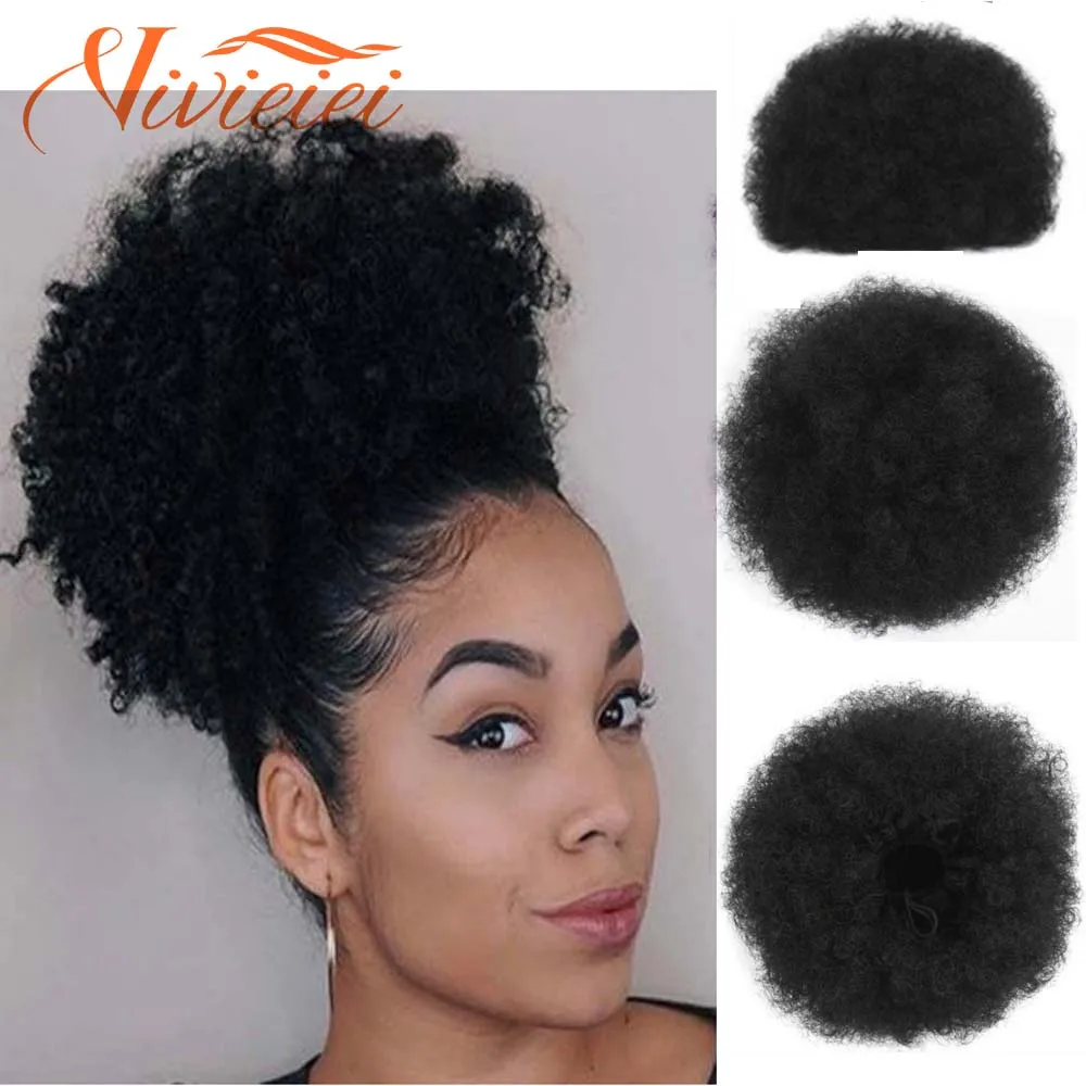 

Synthetic Afro Puff Drawstring Ponytail Hair 8 Inch Short Afro Kinkys Curly Afro Bun Extension Hairpieces Large Size