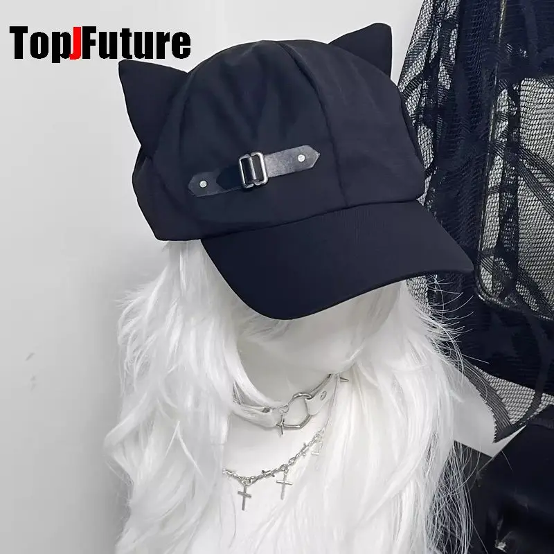 

Wholesale customized women's Cat's ears Harajuku Gothic Lolita beret Y2K girls' steampunk punk zipper handmade sun hat