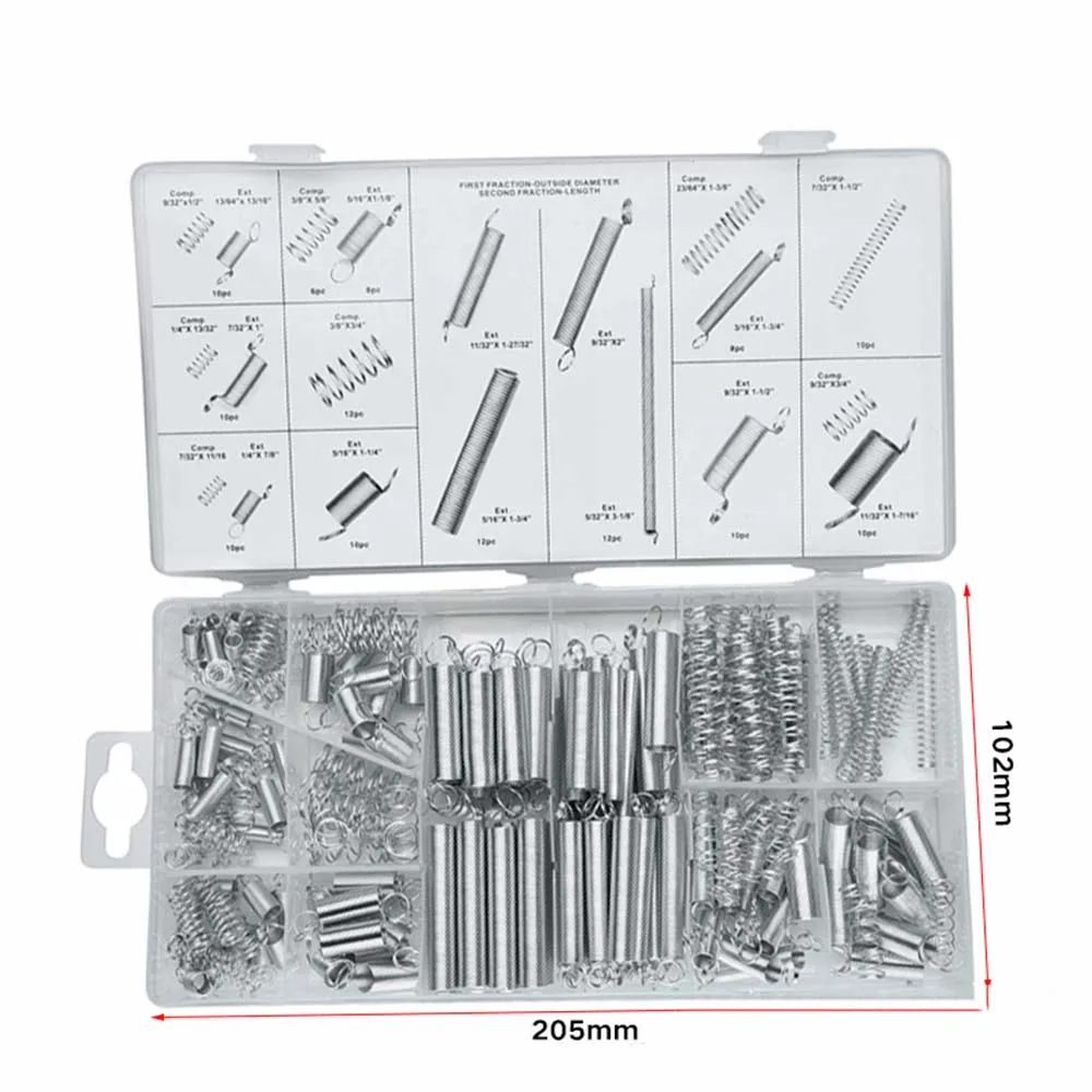 

Spring Assortment Set 200Pcs/set Compression Extension Springs for Repairs Coil Spring Tension Spring Pressure Kit With Box