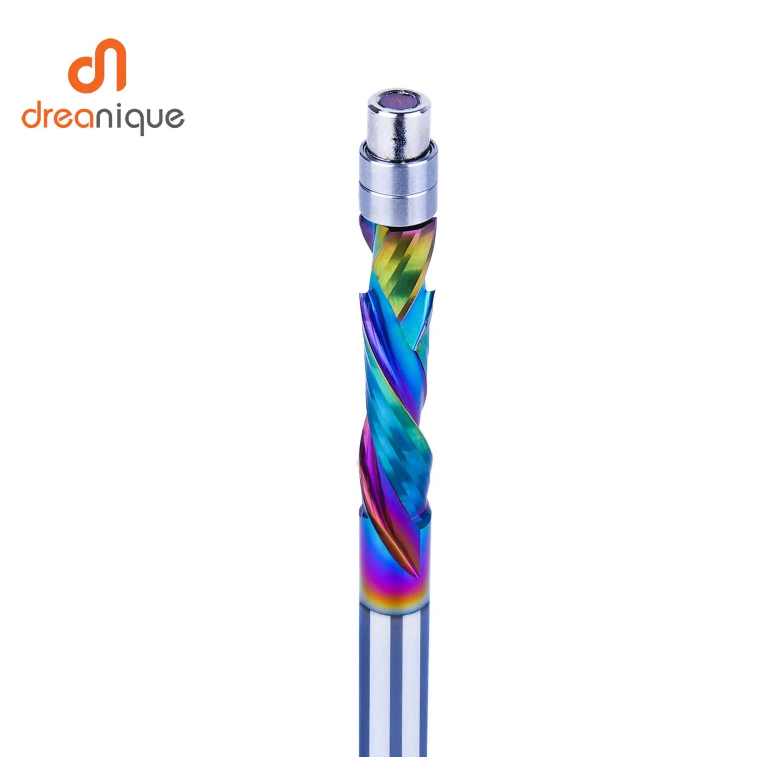 Dreanique-Carboneto sólido rolamento fresas, DLC Revestimento, End Mill, 2 flautas, Espiral Flush Trim, 8 milímetros Shank, Carpintaria, 1Pc