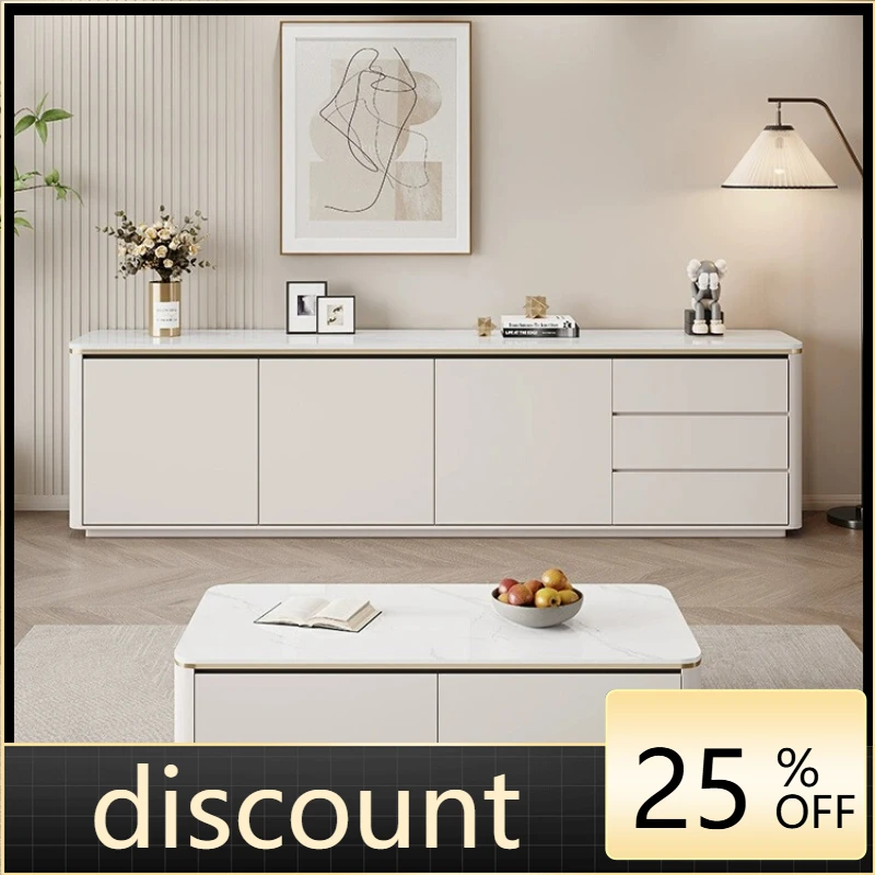 

LH pure solid wood high rock slab floor-to-ceiling TV cabinet coffee table simple household living room light luxury