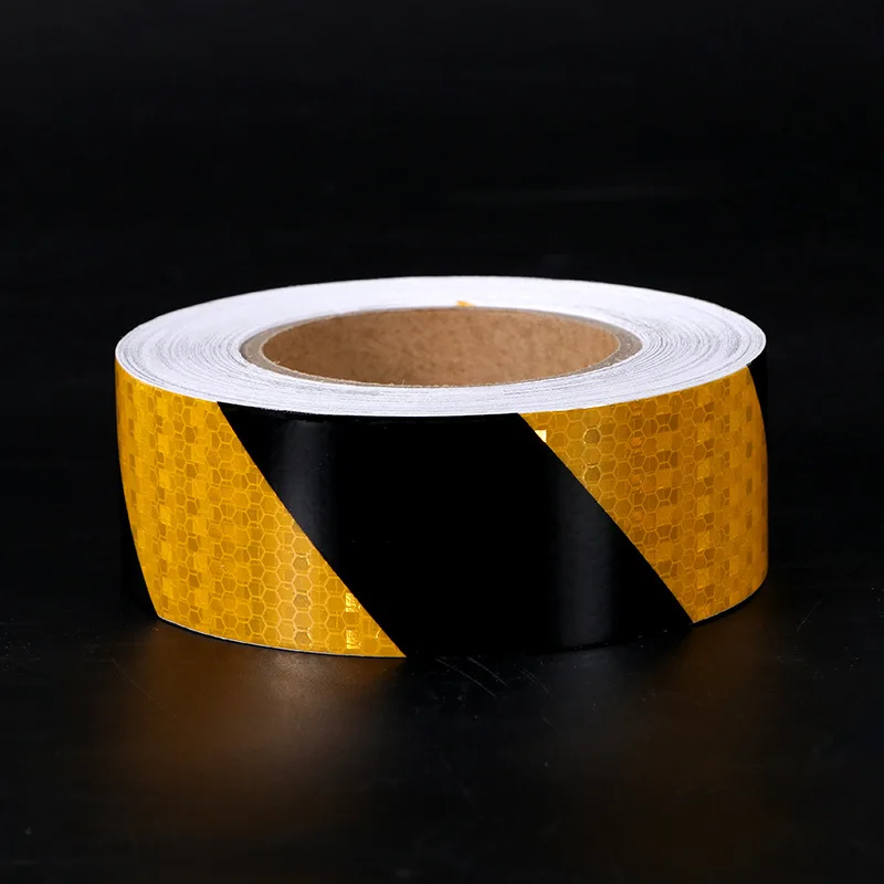 ROADSTAR High Visibility Reflective Tape Safety Warning Tape Reflectors for Trucks Black Yellow Striped  Printed