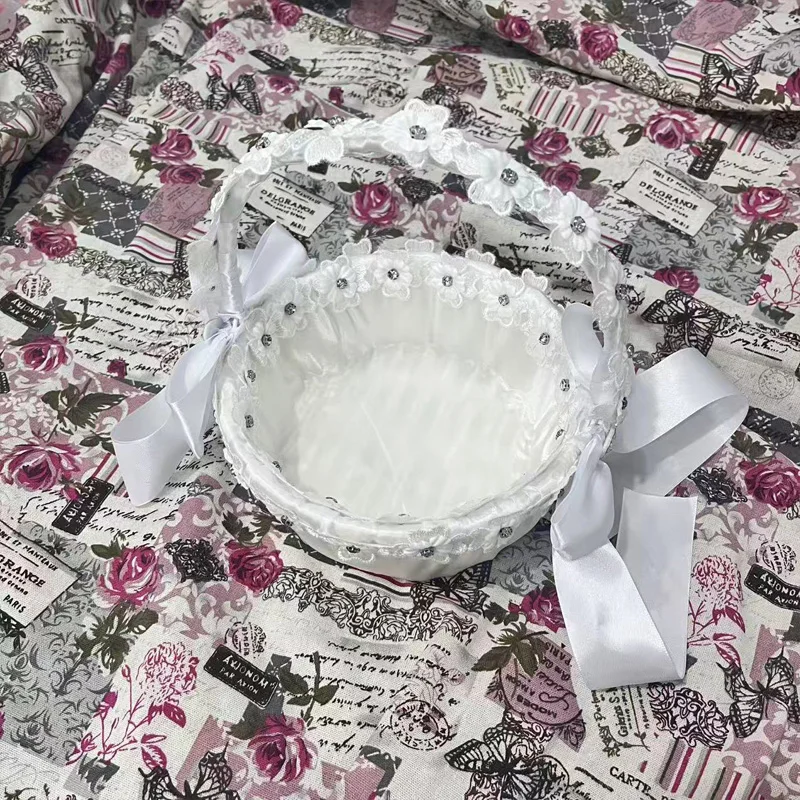 Beautiful Wedding Flower Basket, Western-Style Wedding Flower Girl Basket, Handle Flower Basket, Festival Basket, Suitable for W image 2