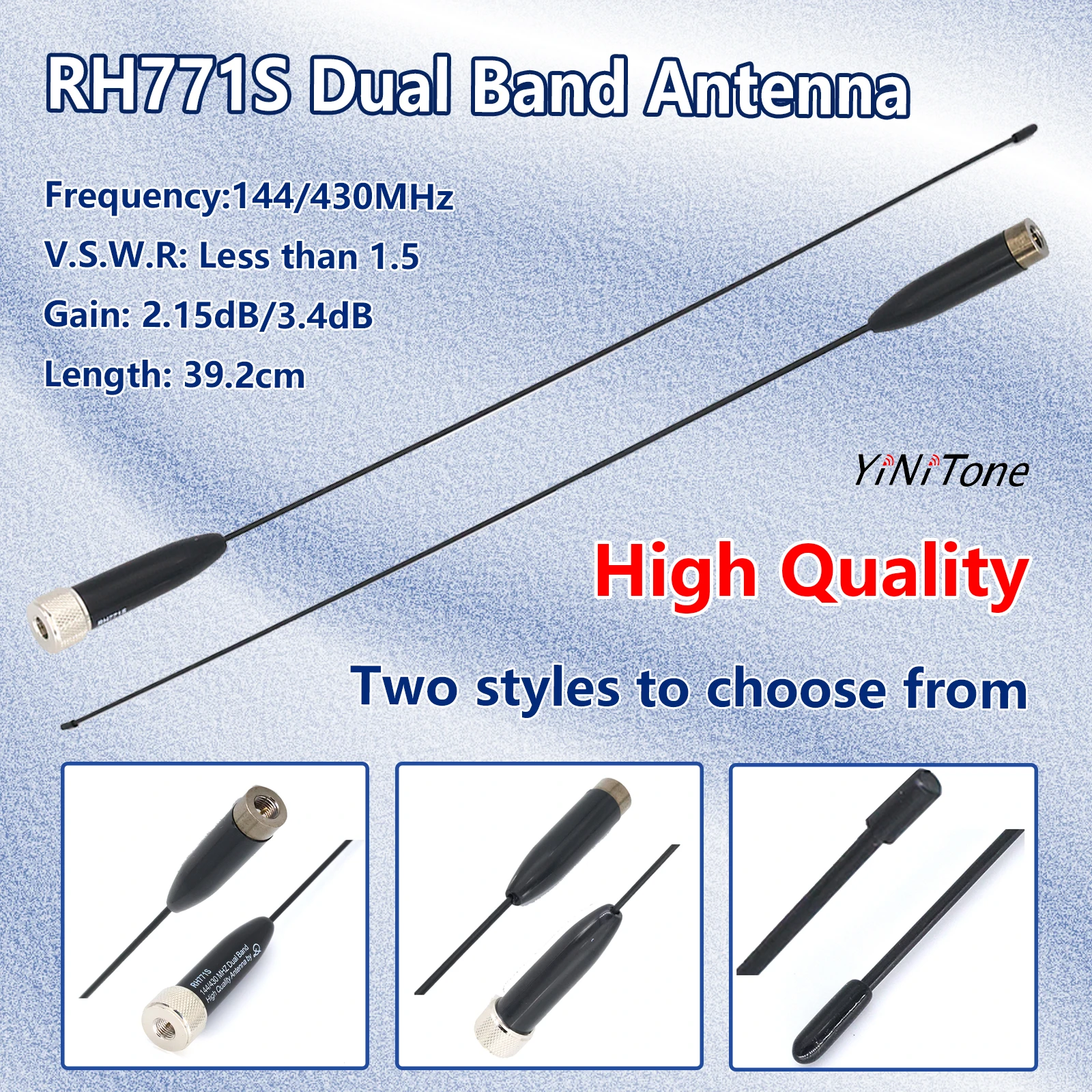 

RH771S Antenna Dual Band V/U SMA-Male High Gain for BAOFENG TYT PUXING Ham Handheld Radio long range Titanium Alloy Whip Antenna