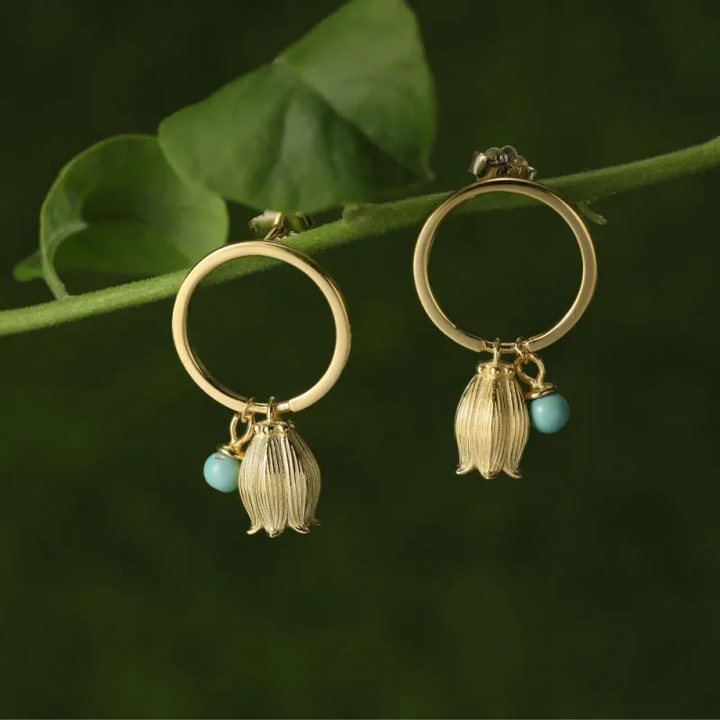 

Lotus Fun Lily of the ValleyReal серьги-капли из стерлингового серебра 925 пробы, креативные ювелирные изделия ручной работы для женщин