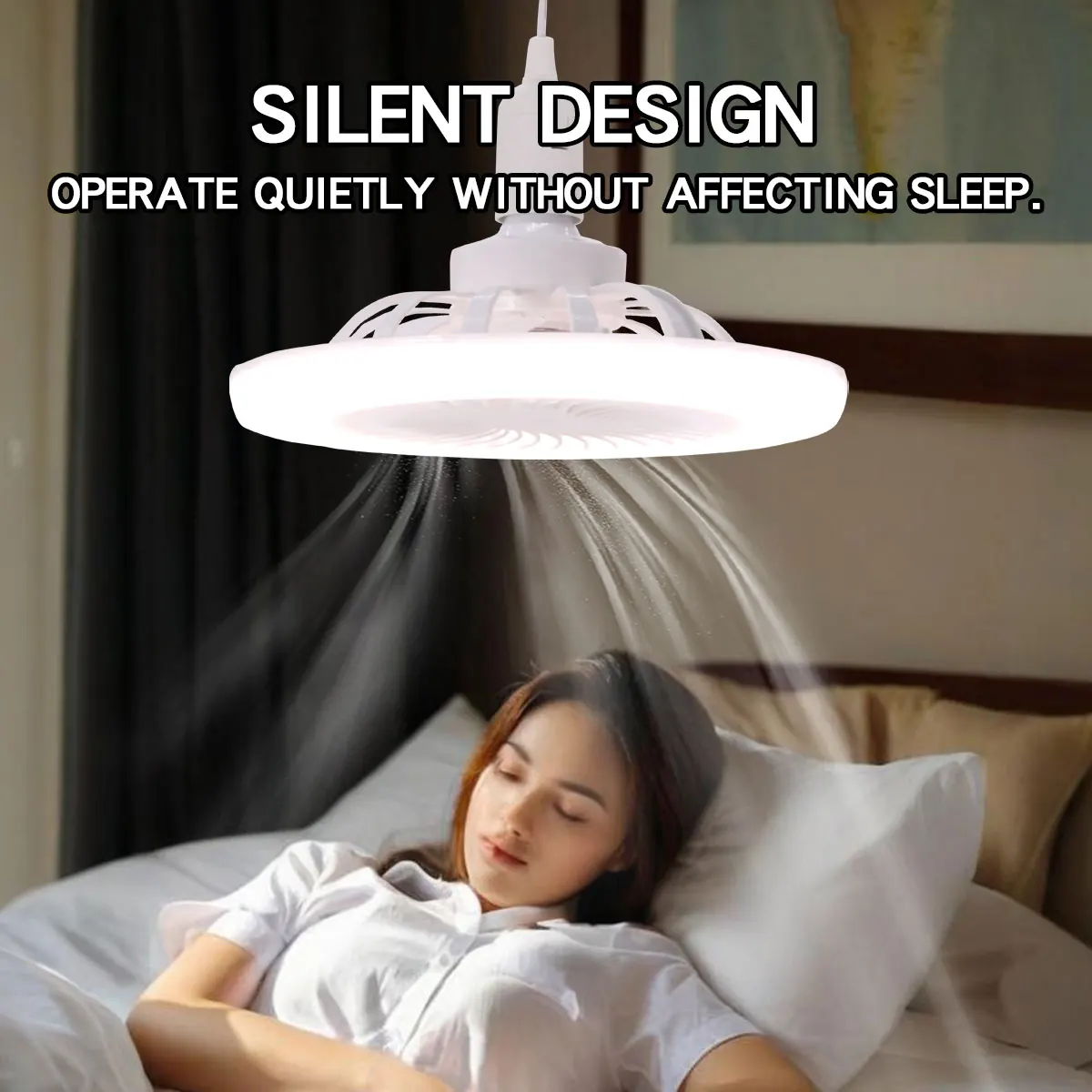 2‑In‑1 E27 Ceiling Fan Lamp 3 Speeds Adjustable Infinitely Dimmable LED Light For Living Room Bedroom Household Indoor Lighting