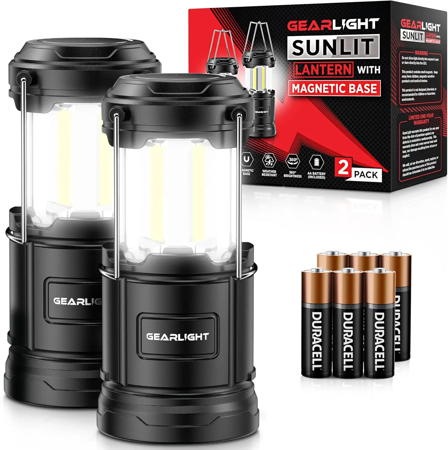 

Портативный светодиодный фонарь для кемпинга с магнитным основанием и складным крючком для использования в экстренных случаях или на кемпинге - черный