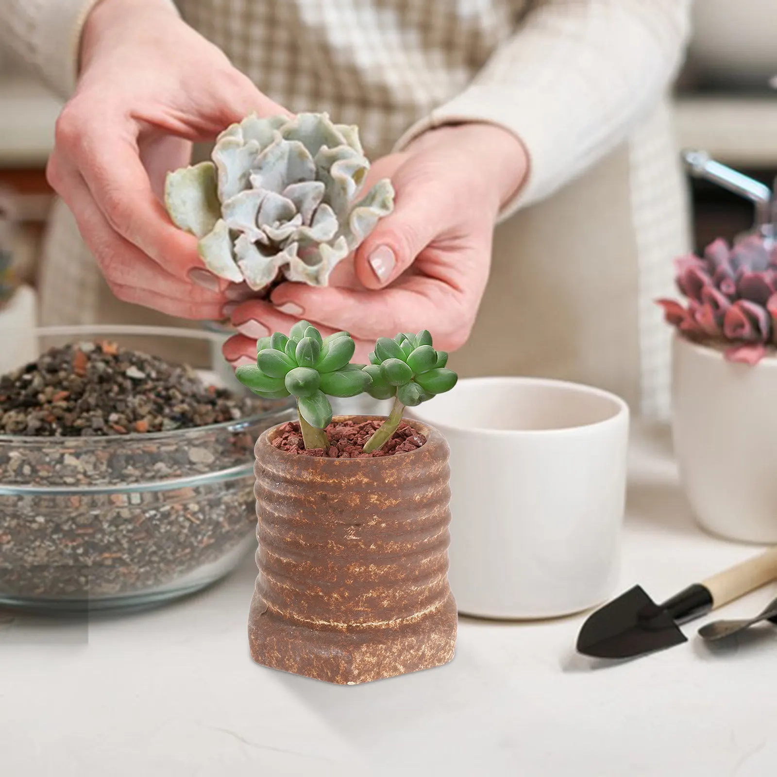 Ceramic Screw Vase Modern Small Flower Pot Decorative Vase for Table Centerpiece Home Office Decor Small Ceramic Plant Pots