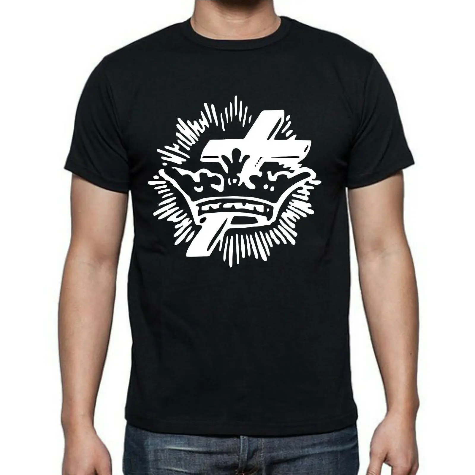 God Catholic Cross Crown King Christ Jesus T-Shirt. Summer Cotton O-Neck Short Sleeve Mens T Shirt New S-3XL