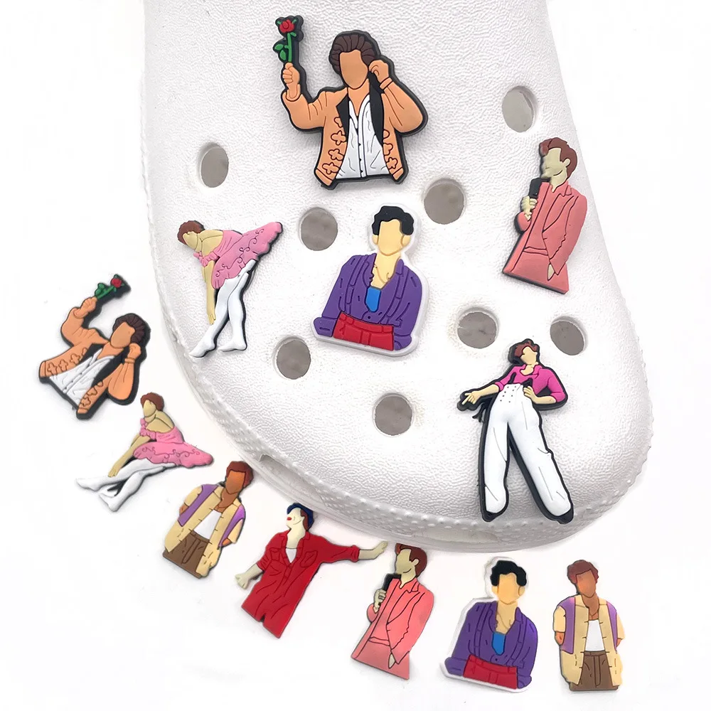 British Singer Series Shoe Charms for Clogs Bubble Slides Sandals Cartoon PVC Shoe Decorations Accessories Shoe Accessories