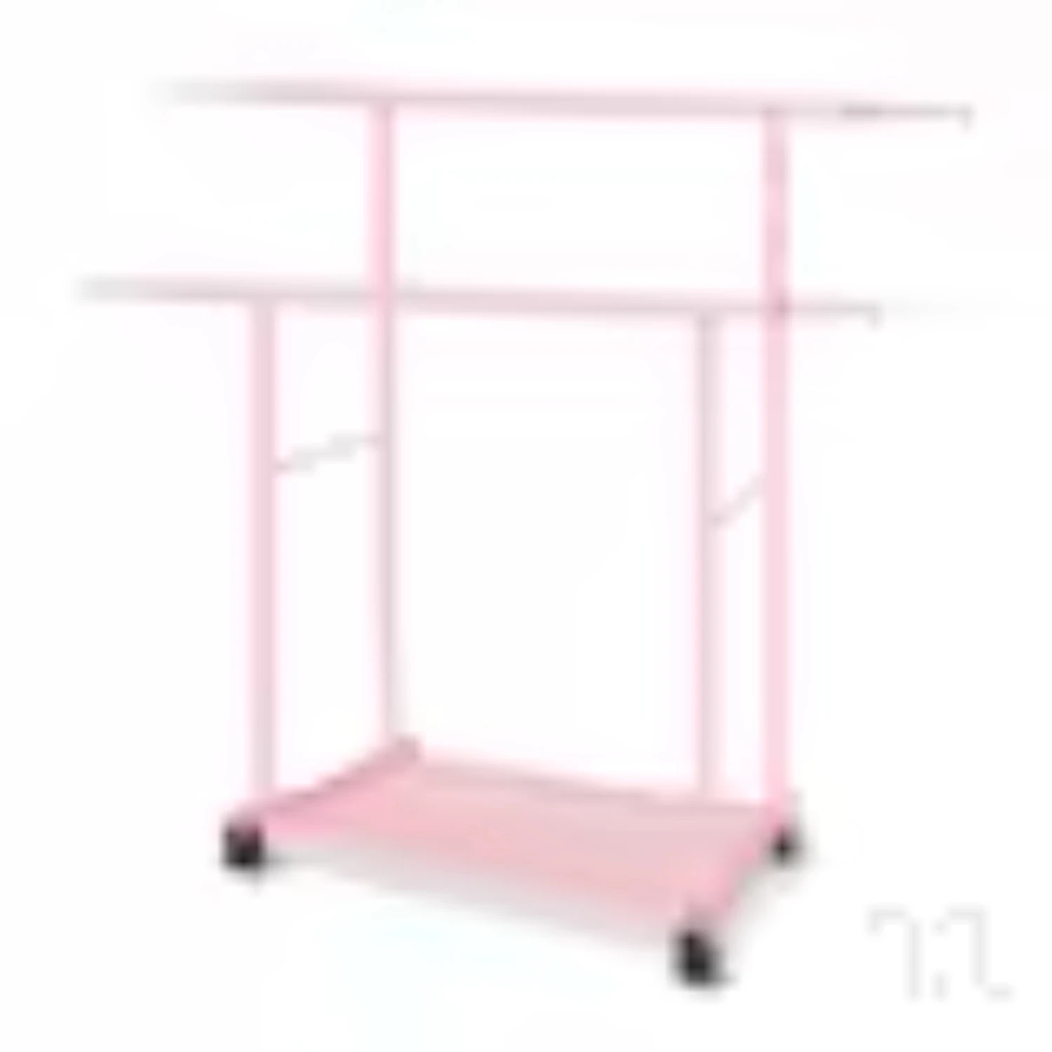 

Pink Double Rod Supplies Cute with Net Rolling Clothes Rack Metal Load Bearing Clothing Rack