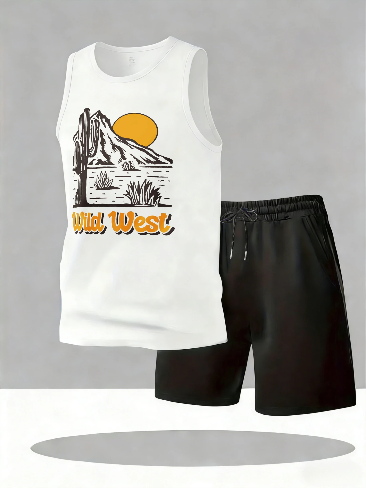 

Men's Tank Top Sets 2026 Summer Quick drying oversize running sweatshirt set crewneck beach sports Sportswear Breathable