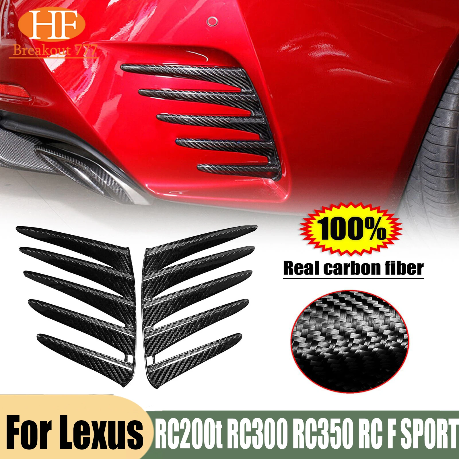 For Lexus RC200t RC300 RC350 RC F SPORT 2015-2018 2pcs/set Rear Bumper Side Air Vent Splitter Trim