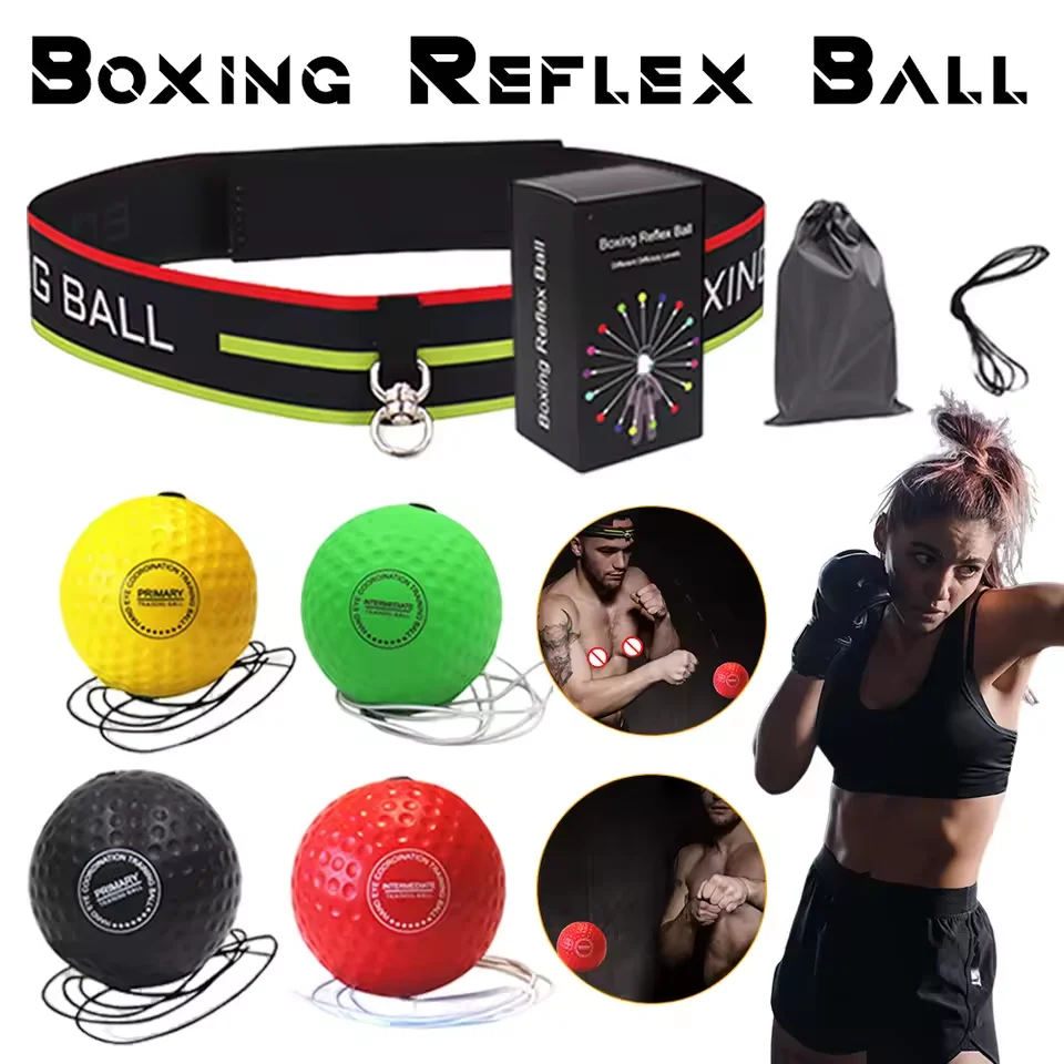 Ensemble de balles de réflexe de boxe avec bandeau, balle de boxe pour entraînement de vitesse, balle de réaction pour l'entraînement de la coordination œil-main