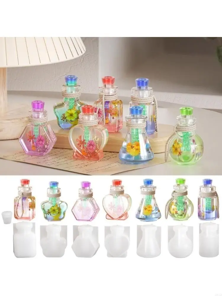 Drift Bottle Silicone Mold DIYs Crystal Epoxy Resin Star Heart Wishing Bottle Molds Night Decorative Plaster Concrete