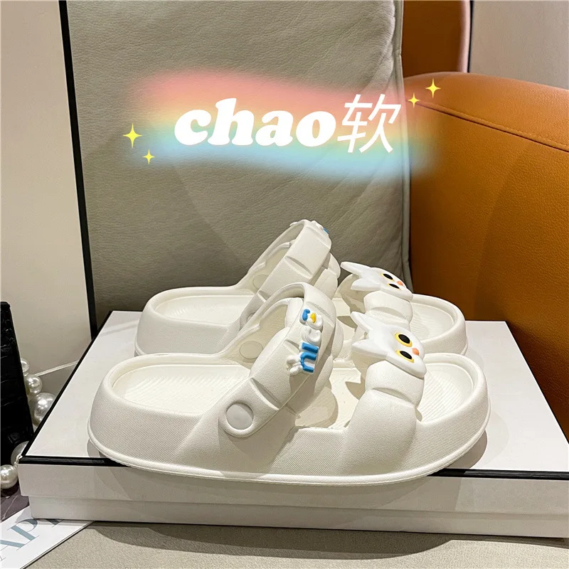 Slides Non-Slip Summer Beach Sandals Men Bath Shoes Fashion Slippers Women 4CM Thick Platform Slippers Mute EVA Soft Indoor Home