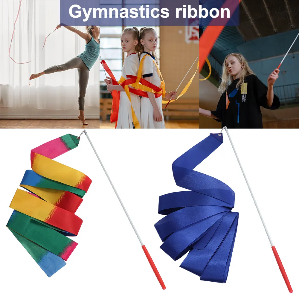 Colorful Sports Ballet Professional Gymnastic Twirling Rod Ballet Streamer Gymnastics Ribbons 4M Props Dance Stick
