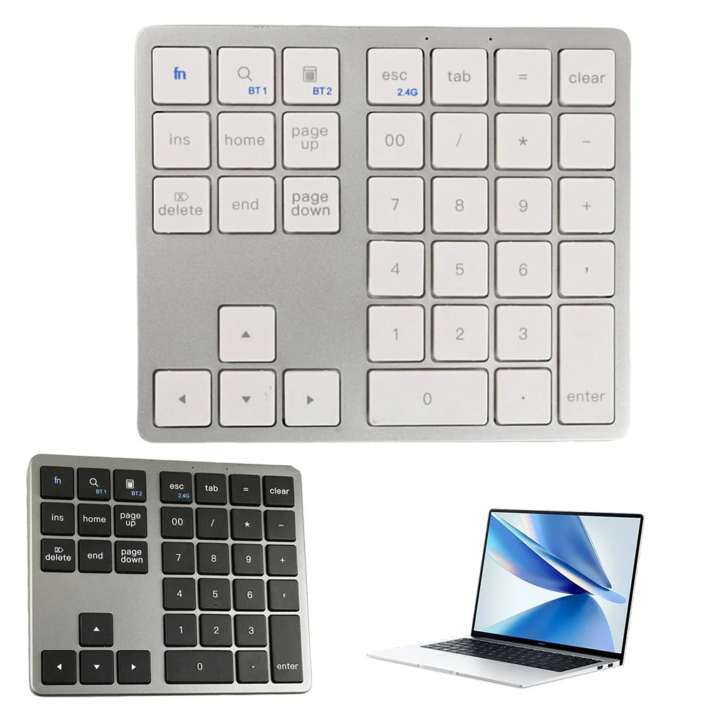 

2.4G Bluetooth-Compatible Number Pad USB Rechargeable 35 Keys Wireless Numpad Ultra-thin Numeric Keyboard for Android IOS Window