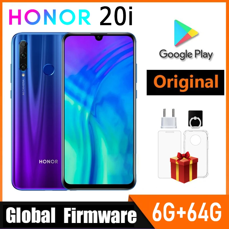 HONOR 20i smartfon oprogramowanie sprzętowe na cały świat CPU Haisi Qilin 710 podwójna karta SIM Android 9.0 6.21 calowy przedni aparat 32MP używany