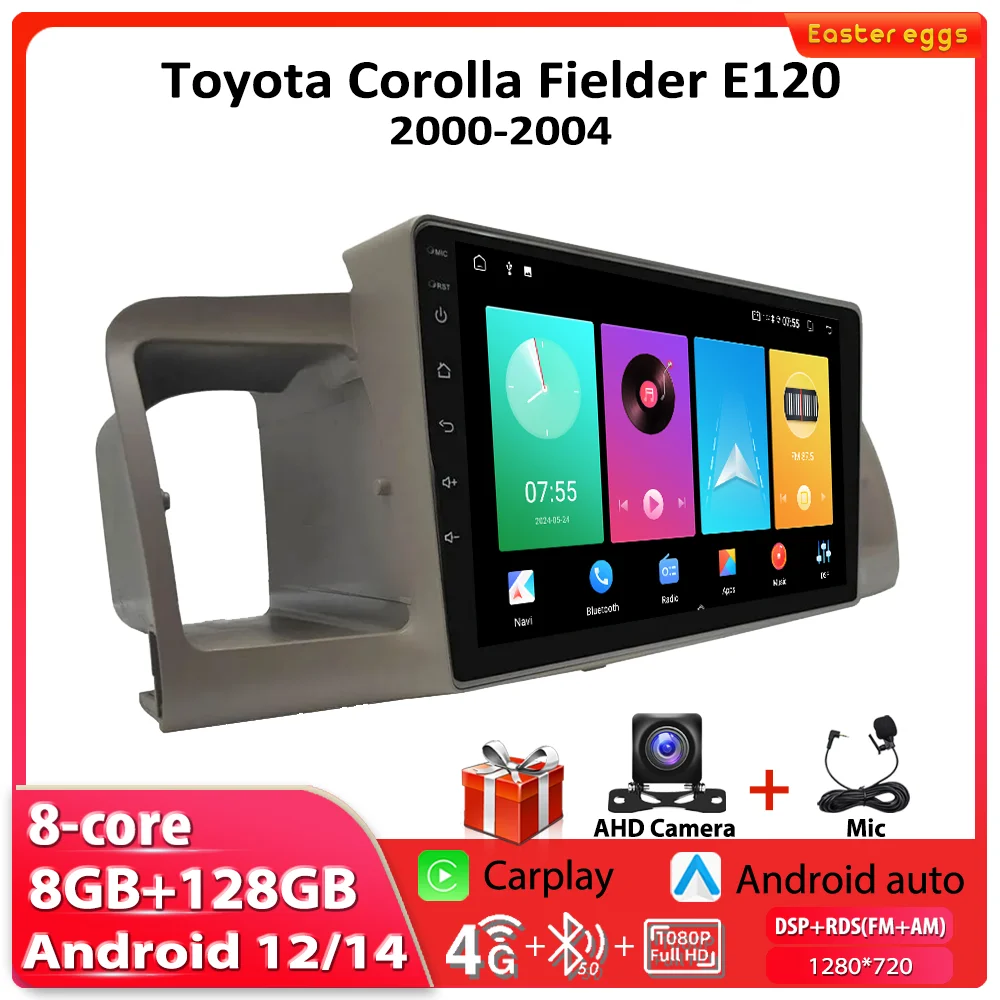 Car Radio For Toyota Corolla Fielder E120 2000-2004 Android Multimedia Player WIFI Navigation GPS Auto Stereo Carplay Head Unit
