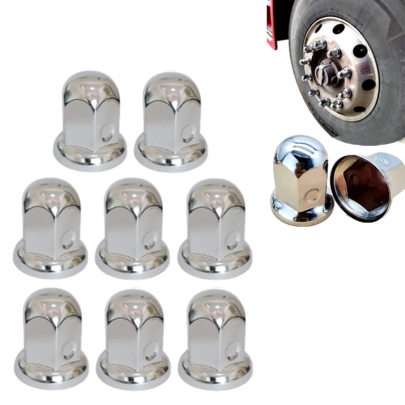 Wheel Nuts Covers 33mm Metal Chrome Plating Universal Bolt Head Protection Cap External Decorative Wheel Rim Screw Trucks Bus