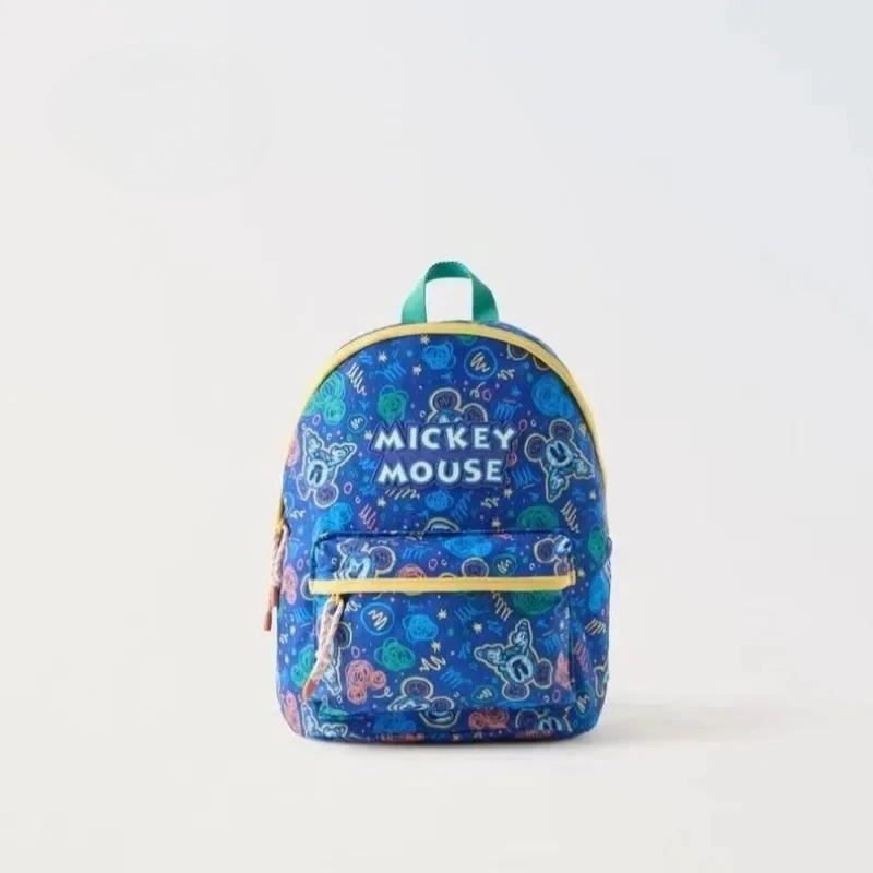 

2026 New Disney Mickey Mouse Graffiti Backpack for Boys Blue Cartoon School Bag with Adjustable Straps Lightweight Kids Daypack