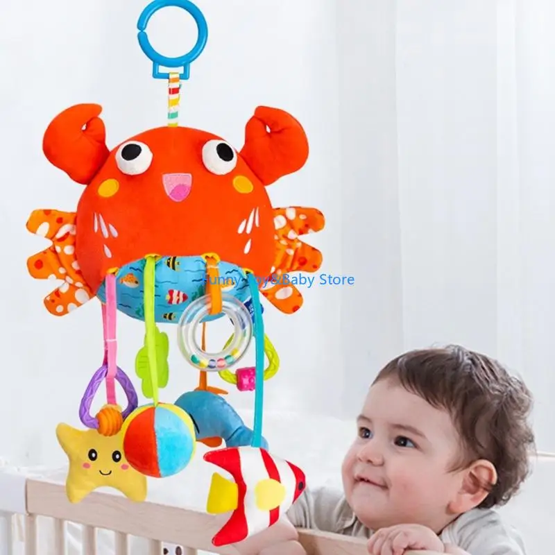 Jouet suspendu pour poussette avec hochet apaisant pour nouveau-nés, berceau interactif Mobile pour le développement visuel