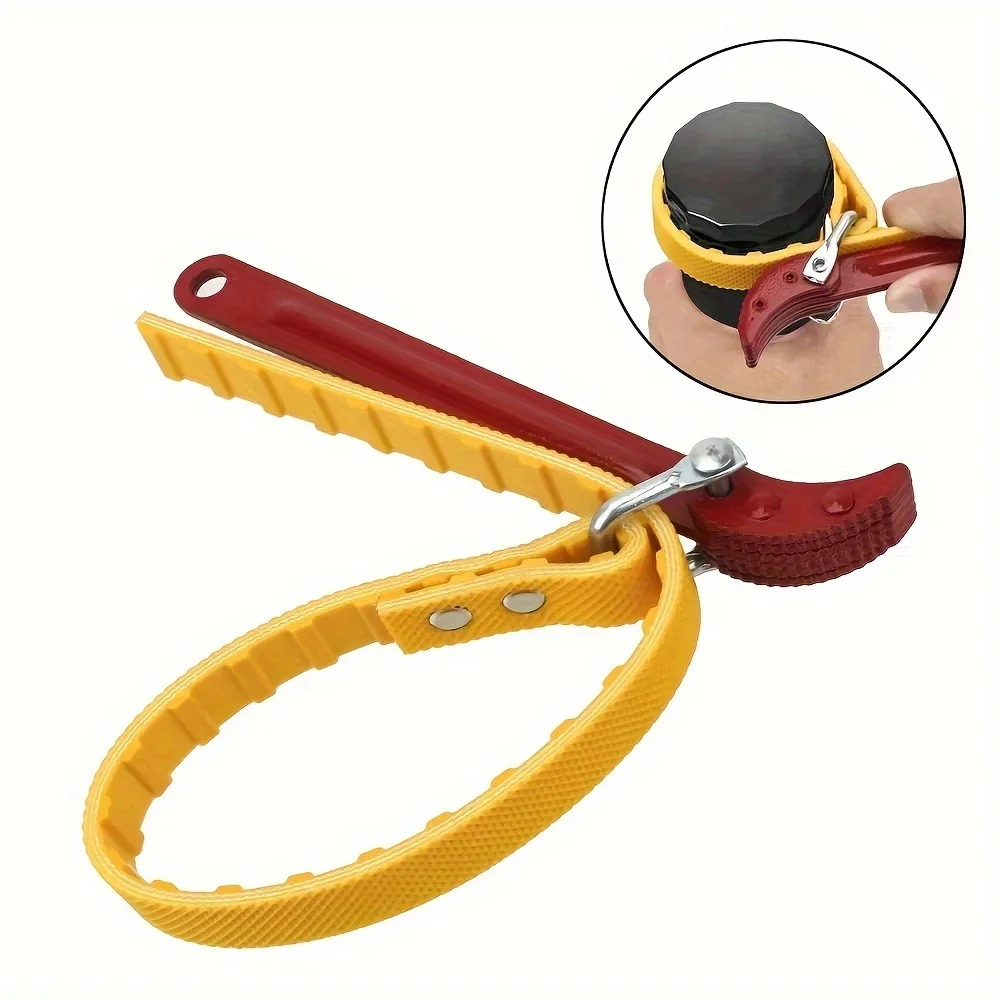 Llave de correa de 8 pulgadas, extractor de filtro de aceite, llave de correa, llave de cadena, abridor de correa, herramienta de desmontaje de cartucho ajustable