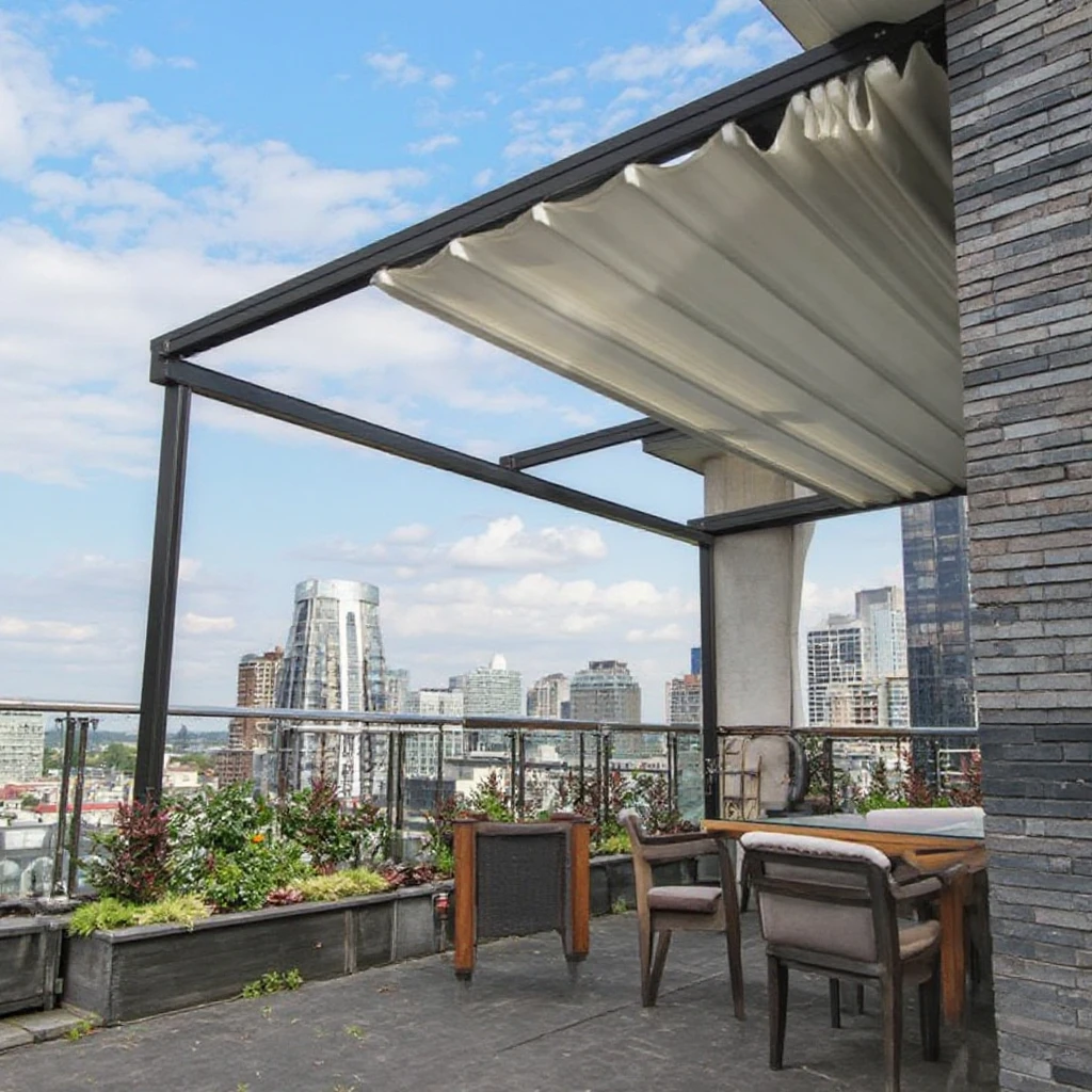 Outdoor Wall Mounted Balcony Rain Canopy Pergola Garden Gazebo Awning Sloped PVC Roof Aluminum Frame Rot Proof Sun Protectionpro