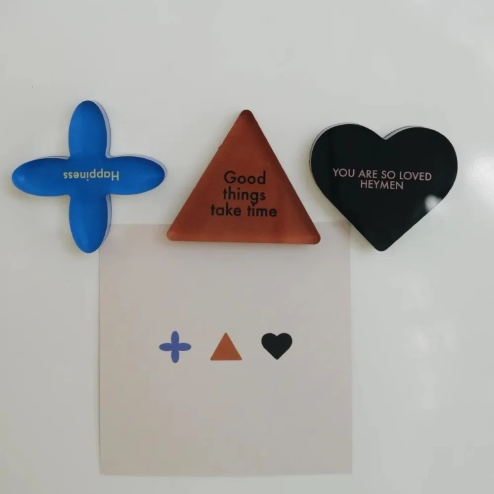 5pcs Inspirational English Fridge Magnet Motivational Circle Triangle Geometric Shape Refrigerator Magnet Love Heart
