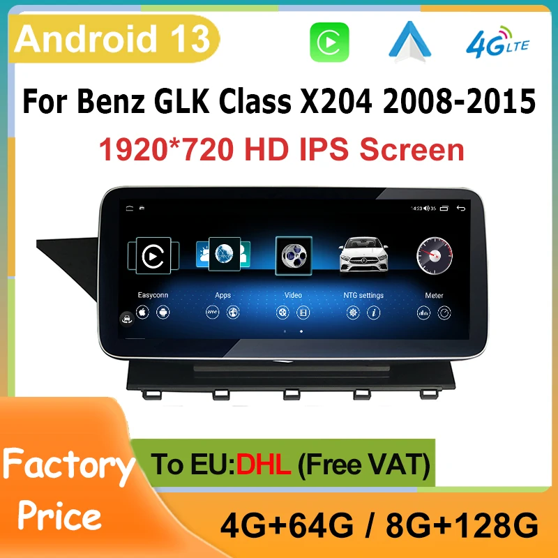 

Factory price Android 13 12.5" 10.25" For Mercedes Benz GLK X204 2008 - 2015 Central Multimedia Video Player GPS Navigation WIFI