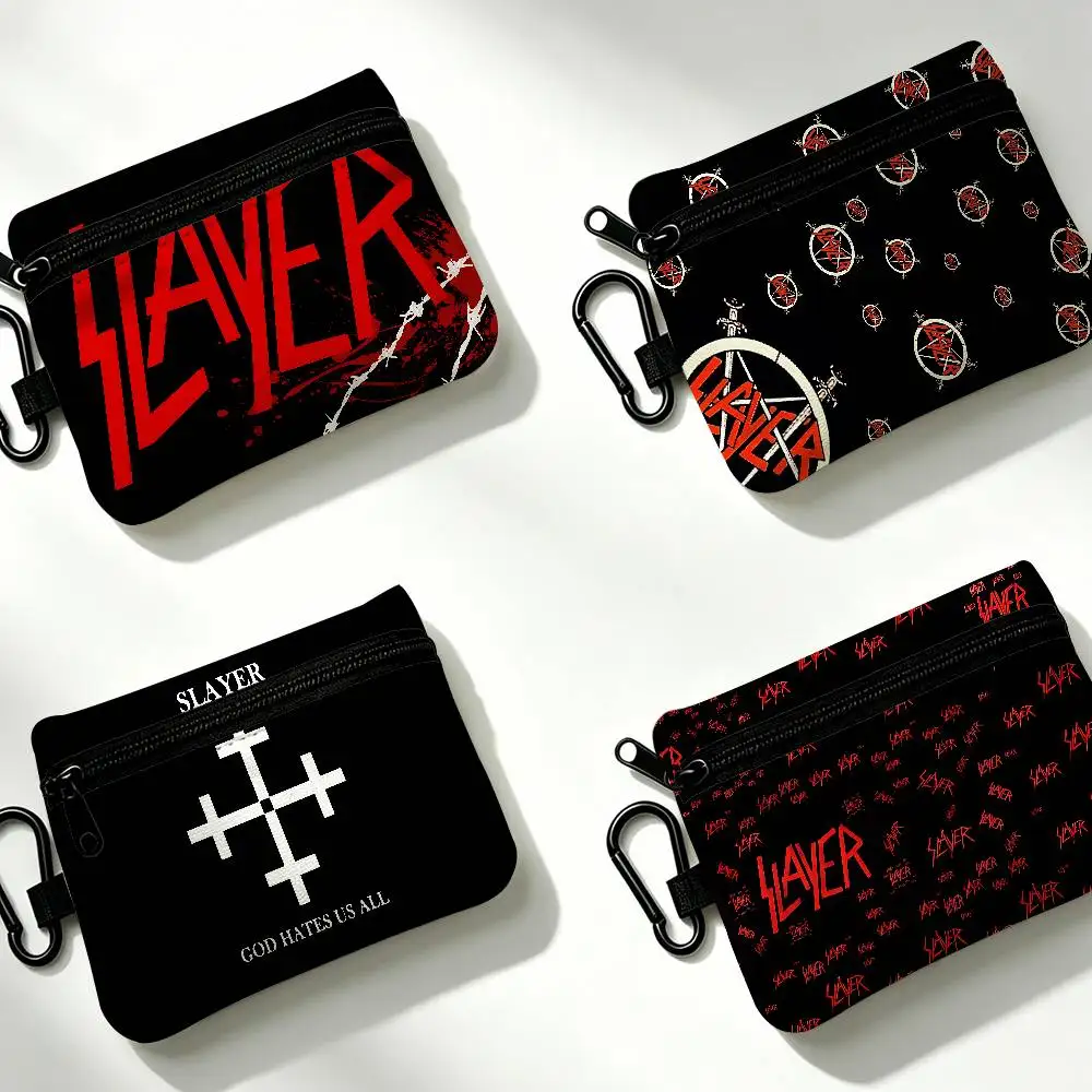 Heavy Metal Band Slayer Waterproof Oxford Cloth Zipper Wallet Portable Hanging Small Coin Purse For Travel