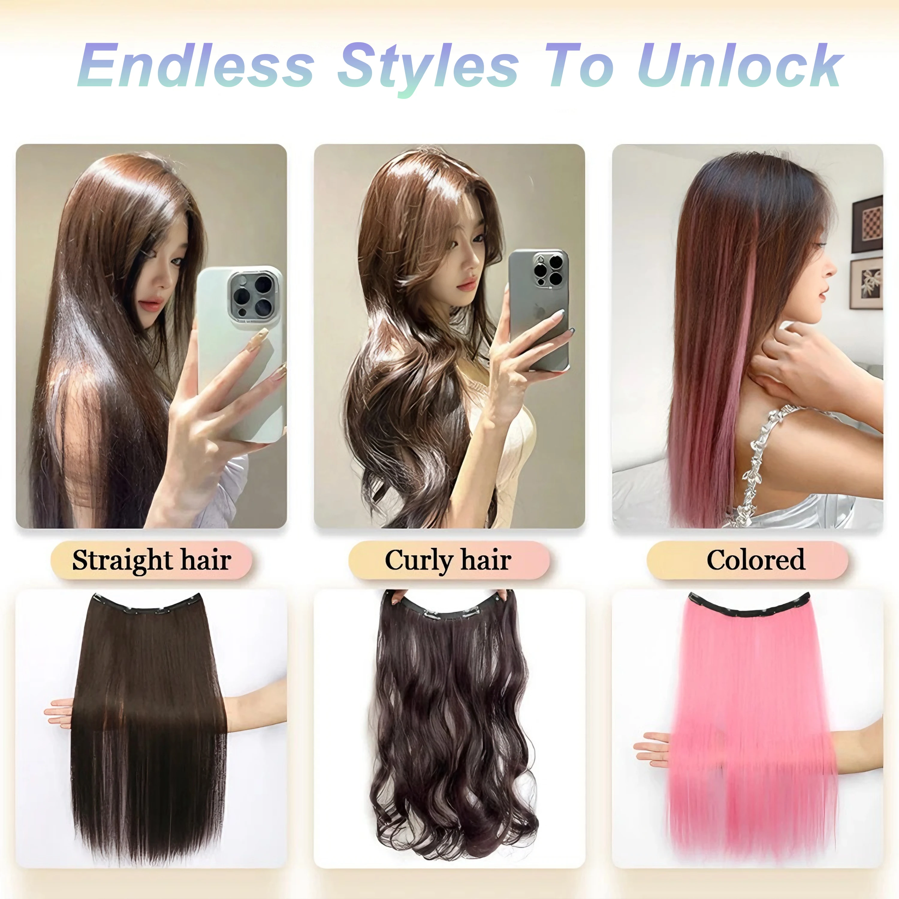 Synthetic Wavy/Straight Wigs Clip in Hair Extensions 20inches/24inches Clip On Hair Extensions for Women Hair Accessories
