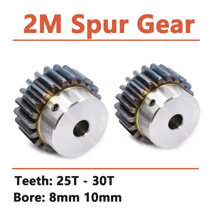 

1PCS 2M 25T 26T 27T 28T 30T Spur Gear With Step Bore 8mm 10mm Module 2 Motor Gear OD 54mm-64mm 45#Carbon Steel Transmission