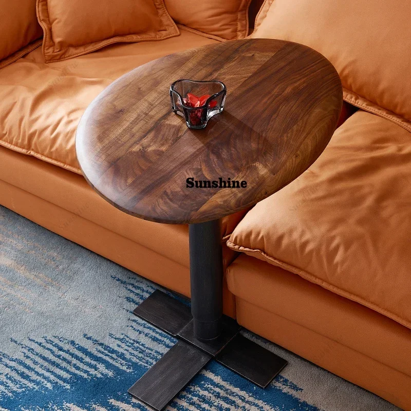 Modern walnut solid wood coffee lift multifunction height adjustable sofa side table T*