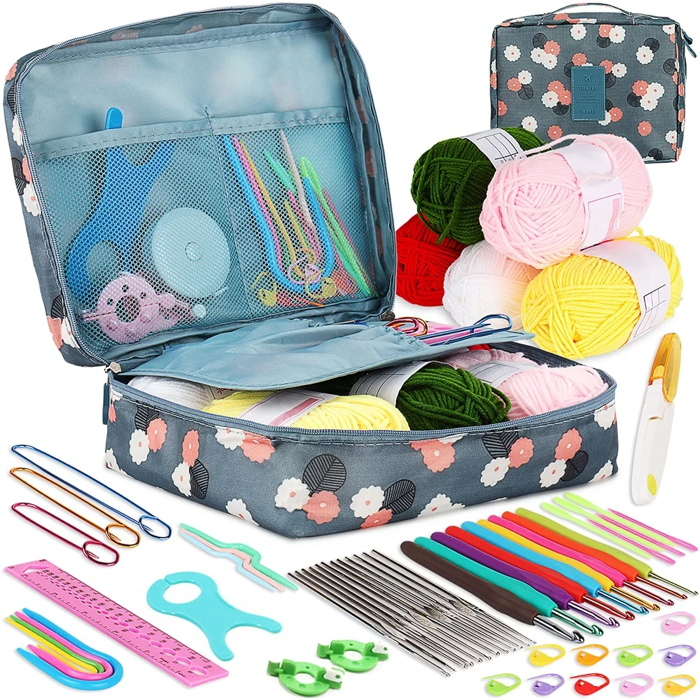 53pcs Crochet Hook Kit With Storage Bag Weaving Knitting Needles Set DIY Arts Craft Sewing Tools Accessories Crochet Supplies