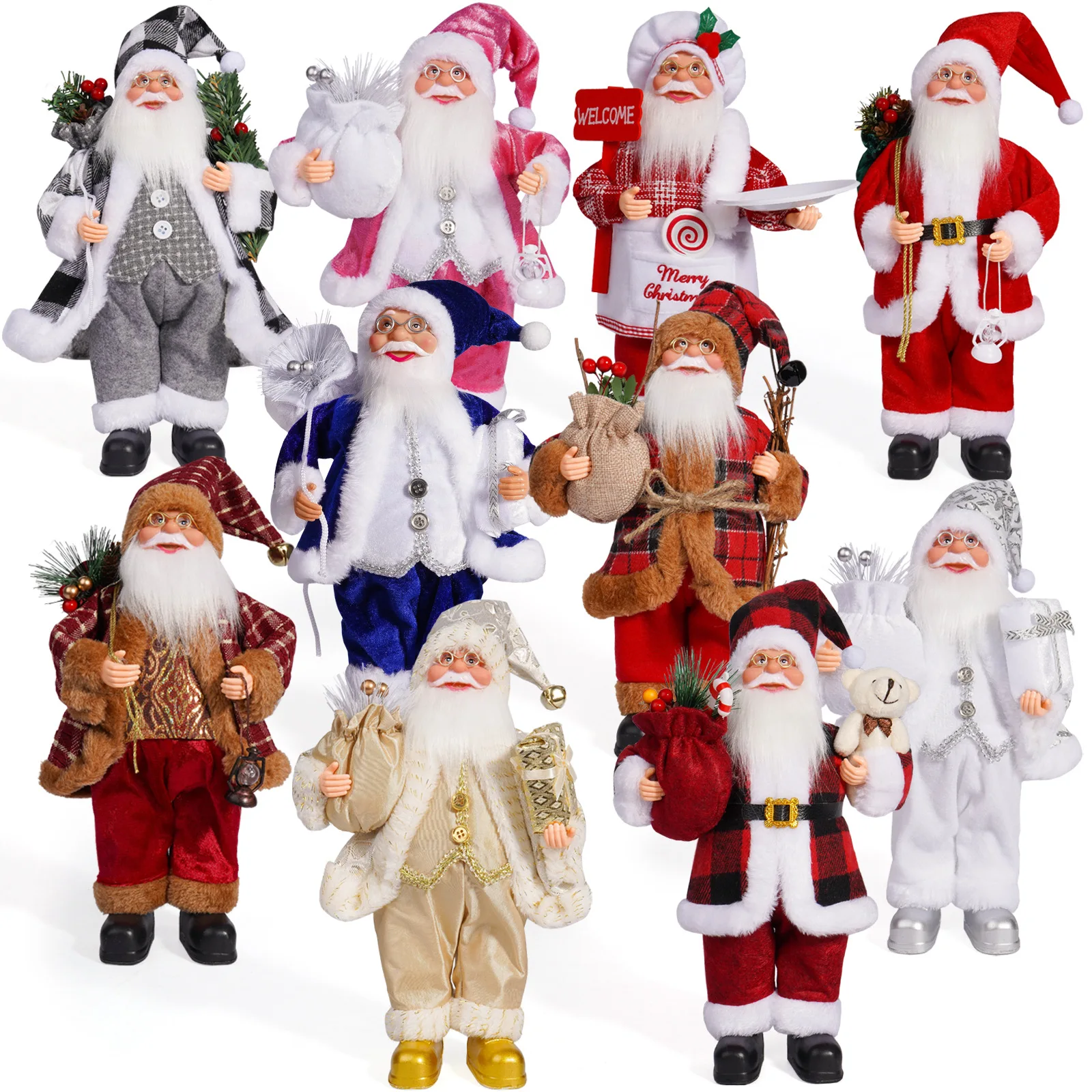 Santa Claus Doll for Kids DIY Christmas Party Decoration Home Desktop Ornaments Indoor Xmas Tree Decor Children New Year Present