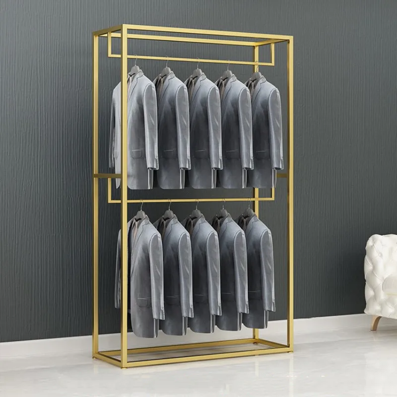 Custom , Metal Clothes Display Rack Free Standing Garment Clothing Rack with Bottom Shelf Heavy Duty Closet Organizer for Bedroo