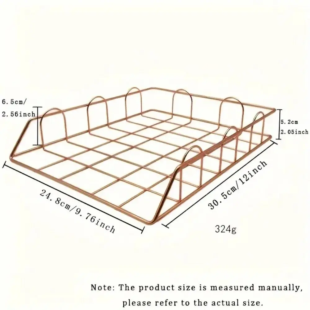 Storage Basket A4 File Storage Basket Organizer Rack Pen Holder Stackable File Folder Mesh Bottom Metal Iron