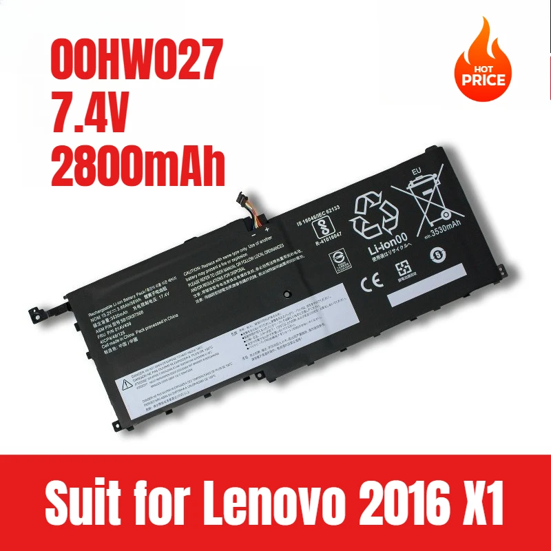 

00HW027 аккумулятор для Lenovo 2016 X1 Carbon 00HW028 01AV409/439 аккумулятор для ноутбука стабильный большой емкости 7,4 В 2800 мАч
